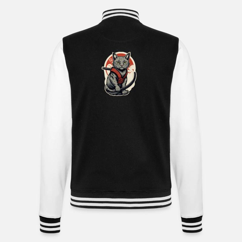 Cat Samurai - College Sweat Jacket - black/white