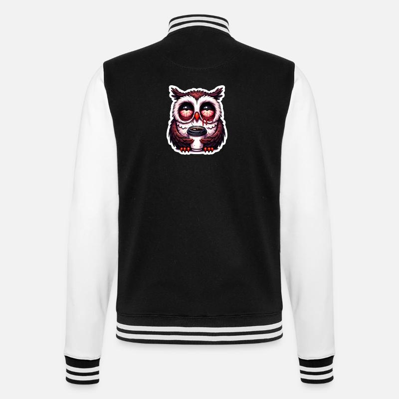 Nachteule beim Morgenkaffee - College-Sweatjacke - Schwarz/Weiß