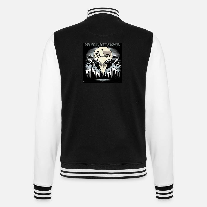 Vélo cargo dans le style Bat-Signal, vélo cargo - Veste Teddy - noir/blanc