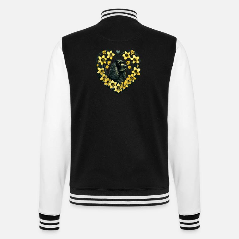Schwarzer Cocker Spaniel - College-Sweatjacke - Schwarz/Weiß