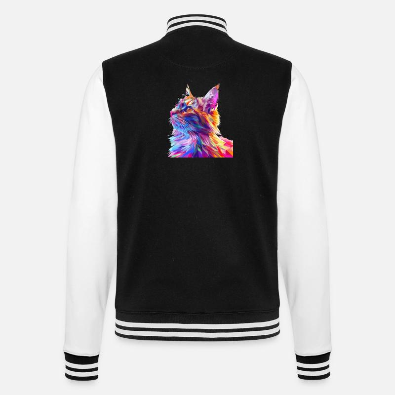 Polygone chat style bande dessinée - Veste Teddy - noir/blanc