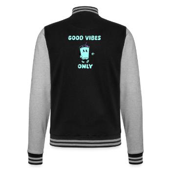 drink cartoon vibes - College Sweat Jacket - black/heather grey - Back - Marisol (170cm)