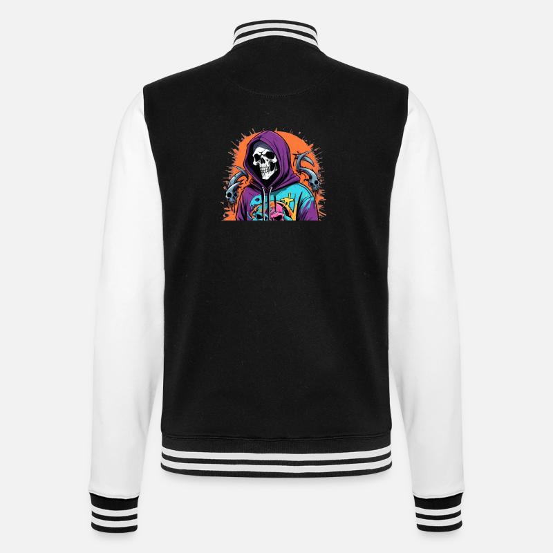 Crâne de squelette cool - Veste Teddy - noir/blanc