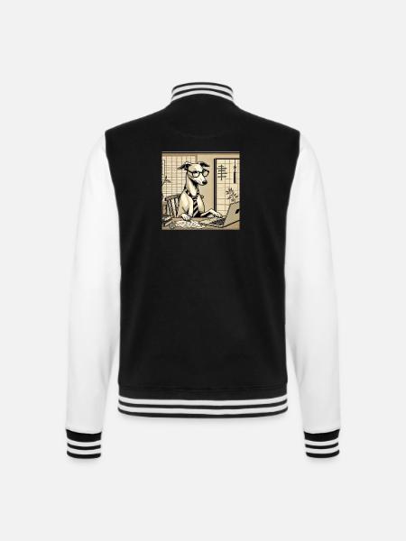 Japan Ukijo e Stil Schreibtisch Windhund - College-Sweatjacke - Schwarz/Weiß