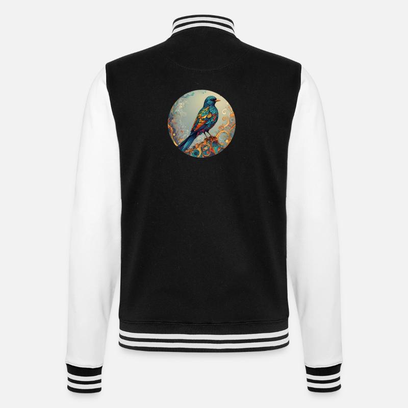 Vogel runder Batch - College-Sweatjacke - Schwarz/Weiß