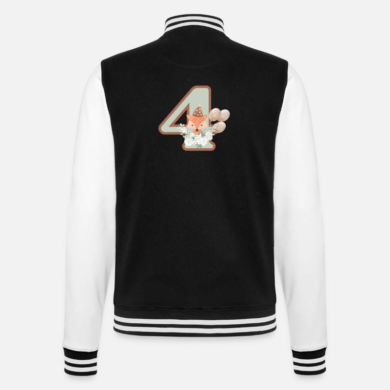 4e anniversaire renard fleurs - Veste Teddy - noir/blanc