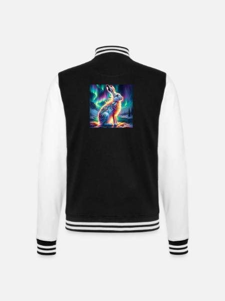 Schneehase Aurora Borealis - College-Sweatjacke - Schwarz/Weiß