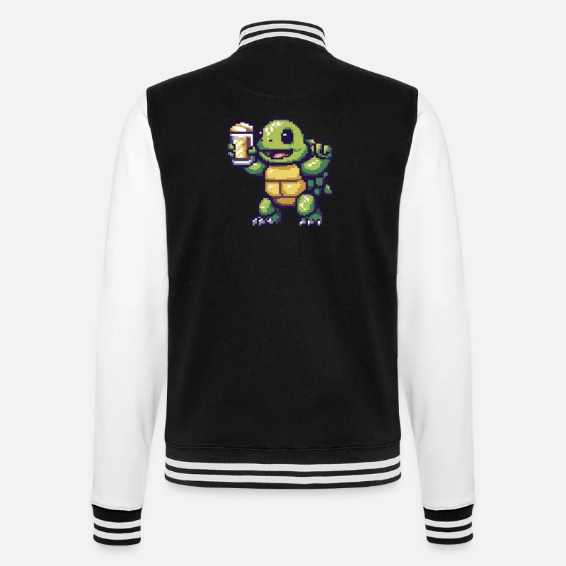 Tortue bière pixel - Veste Teddy - noir/blanc