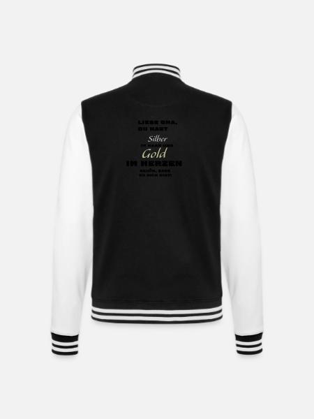 Silber Gold Schrift Design für die Oma - College-Sweatjacke - Schwarz/Weiß