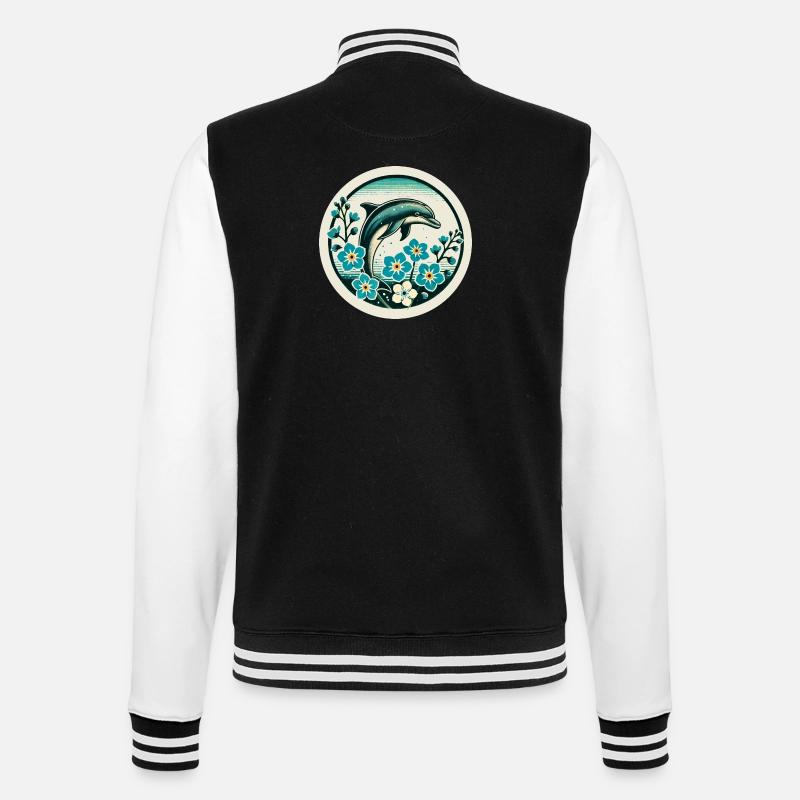 Retro Dolphin - College Sweat Jacket - black/white