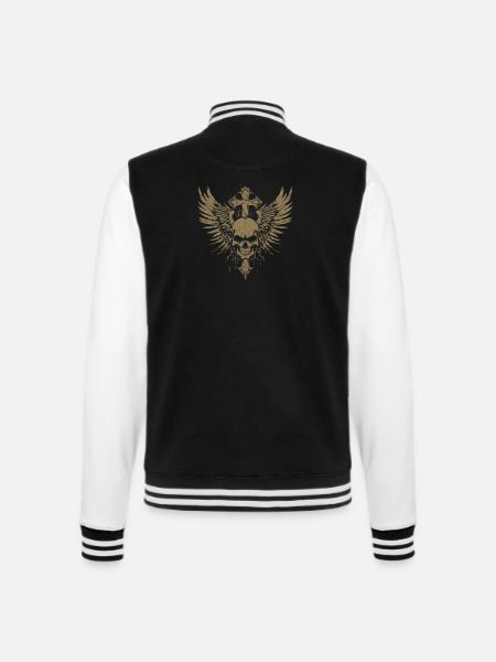 Goth Totenkopf Grunge Kreuz - College-Sweatjacke - Schwarz/Weiß