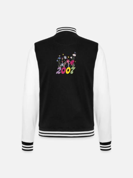 Year of birth 2007 wildflowers - College Sweat Jacket - black/white