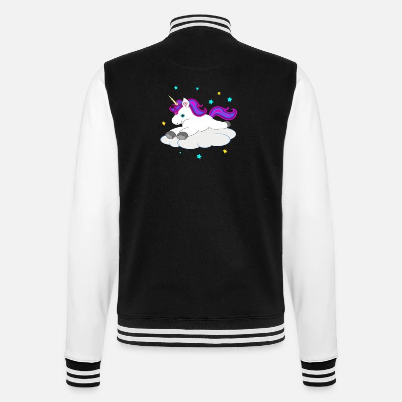 Süßes Einhorn auf Wolke - College-Sweatjacke - Schwarz/Weiß