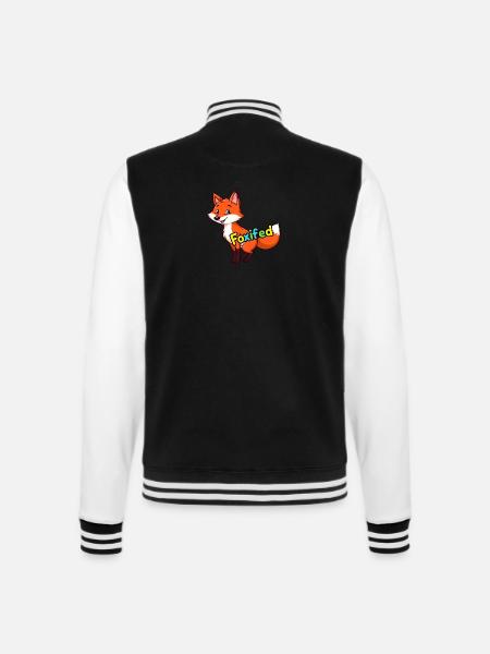 Aufrechter Rotfuchs im buschigen Wald, lächelnd - College-Sweatjacke - Schwarz/Weiß