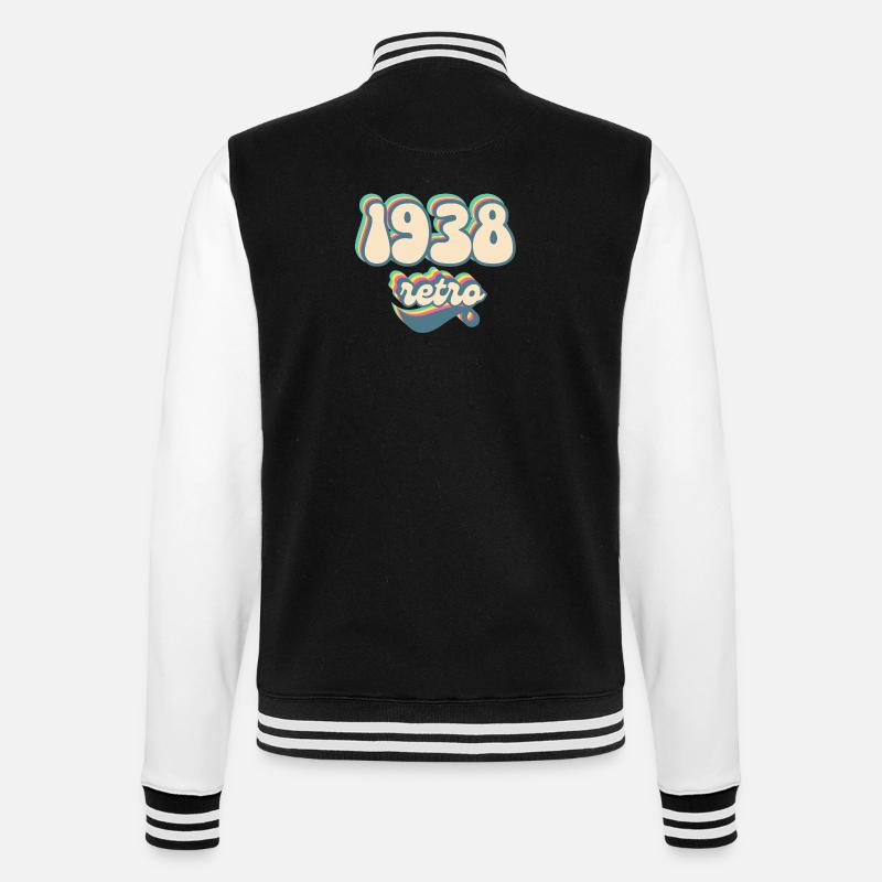 1938 Retro Gift Idea - College Sweat Jacket - black/white