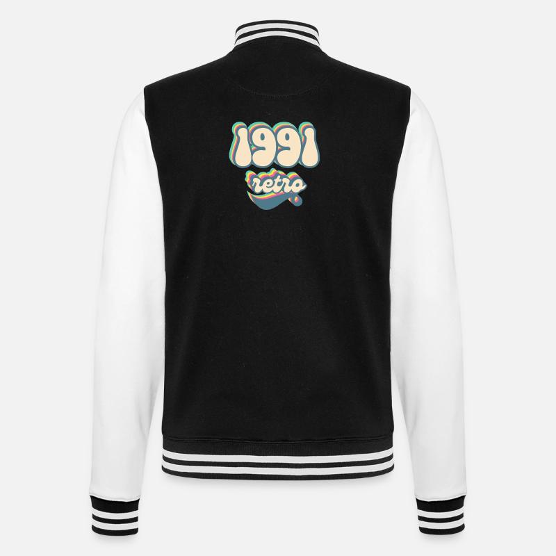 1991 Retro Geschenkidee - College-Sweatjacke - Schwarz/Weiß