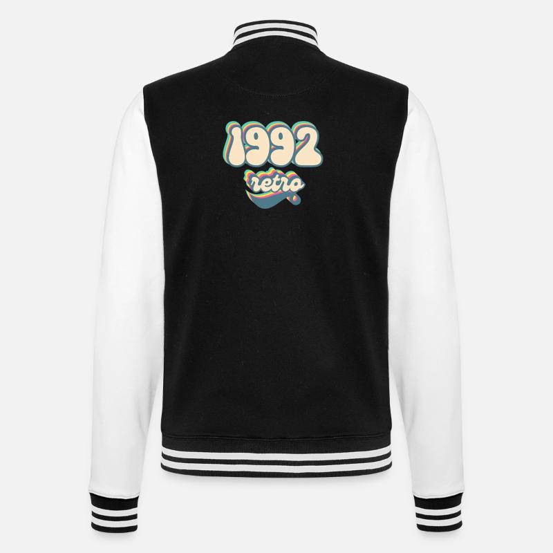 1992 Retro Geschenkidee - College-Sweatjacke - Schwarz/Weiß