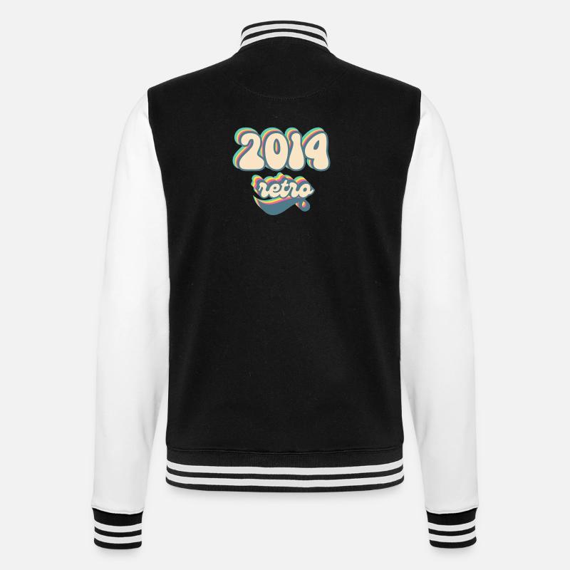 2014 Retro Geschenkidee - College-Sweatjacke - Schwarz/Weiß