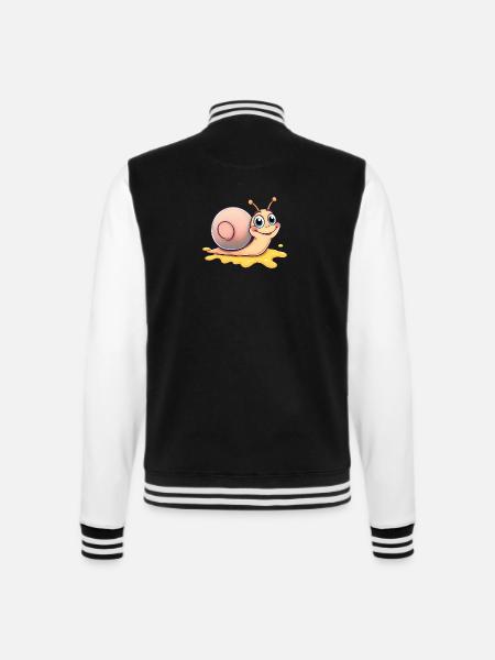 Glückliche Schnecke, die eine bunte Spur hinterlässt - College-Sweatjacke - Schwarz/Weiß