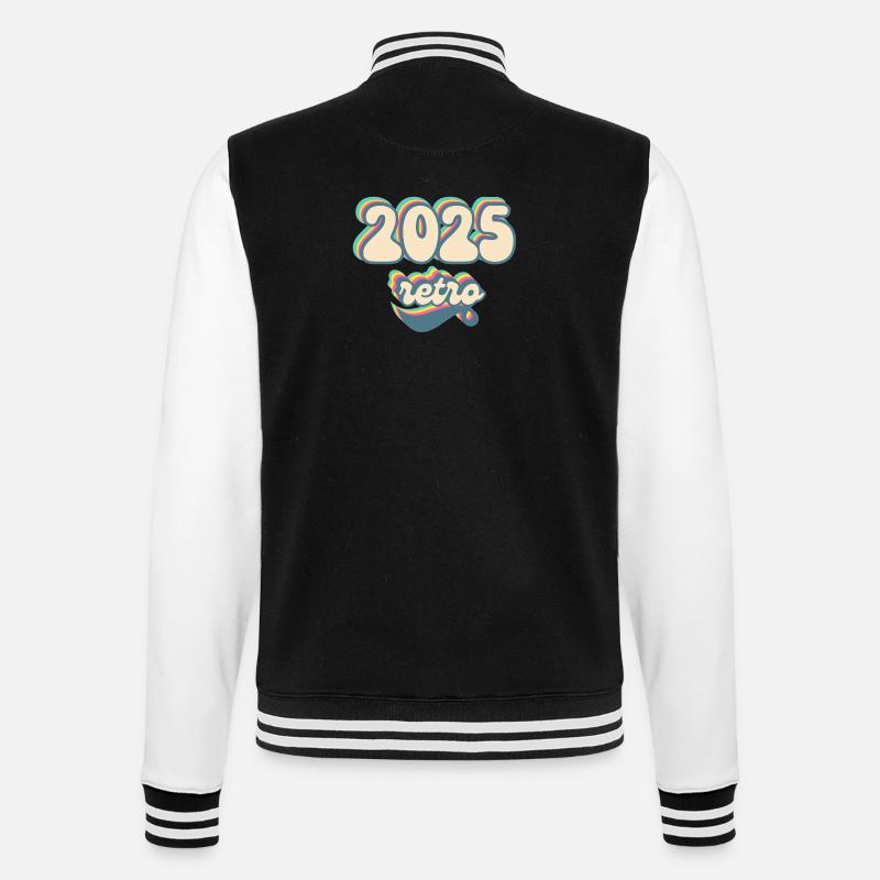 2025 Retro Geschenkidee - College-Sweatjacke - Schwarz/Weiß