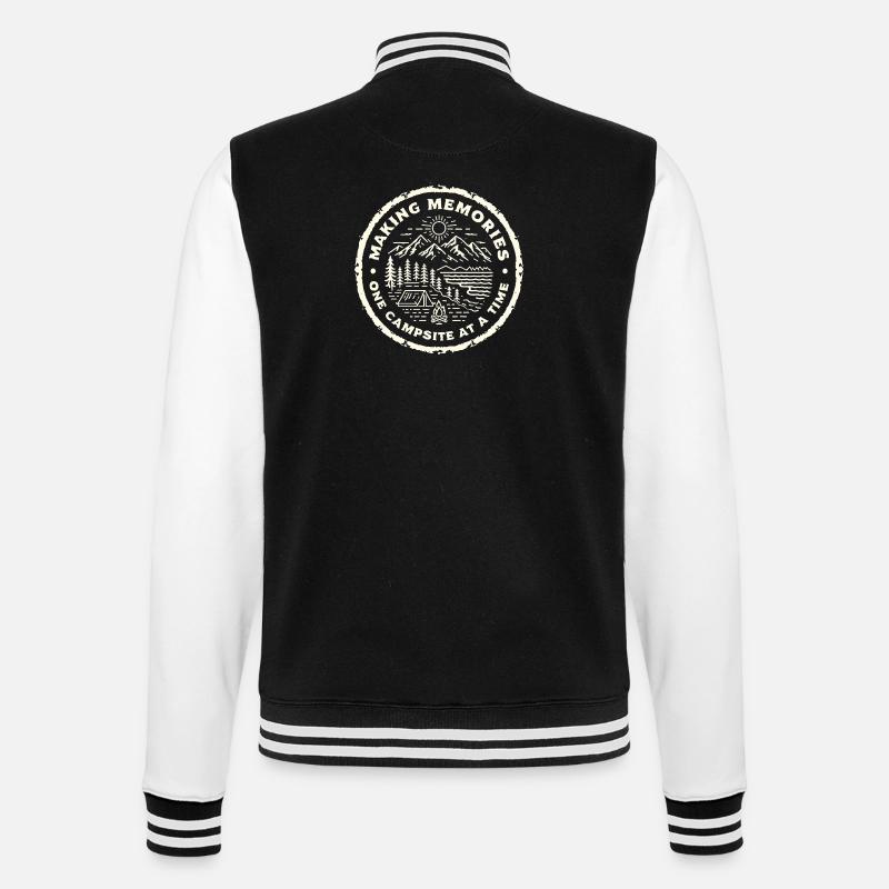 one campsite at a time - College Sweat Jacket - black/white