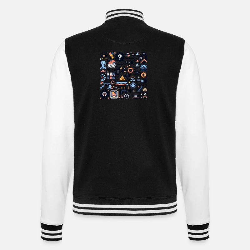 Abstract Geometric Patterns - College Sweat Jacket - black/white