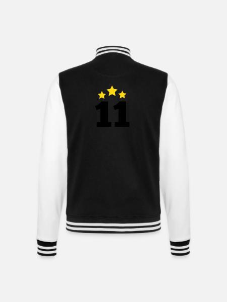 11 Jahre Stern - Geschenk zum 11. Jubiläum - College-Sweatjacke - Schwarz/Weiß