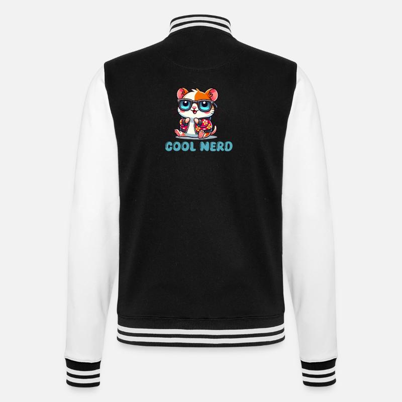 hamster comic cool nerd - College Sweat Jacket - black/white
