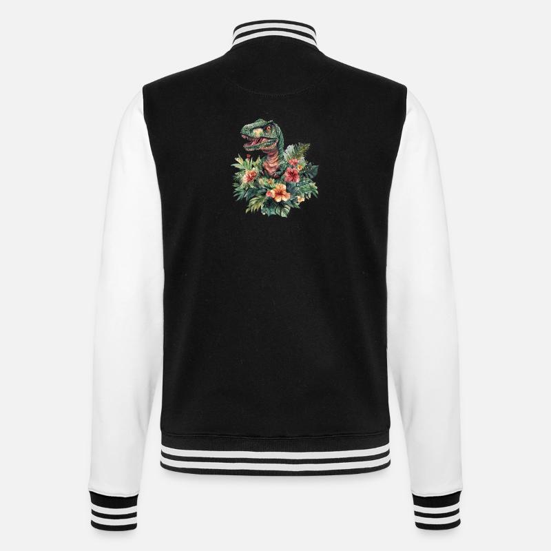 T-Rex entre les fleurs - Veste Teddy - noir/blanc