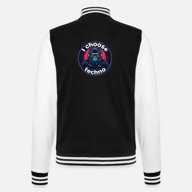 Gorilla i choose techno - College-Sweatjacke - Schwarz/Weiß