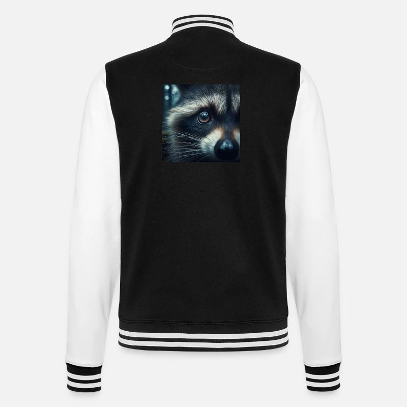 Gros plan de l’œil d’un raton laveur - Veste Teddy - noir/blanc