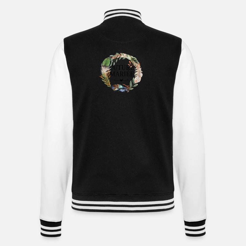 Future mariée couronne fleurs boho - Veste Teddy - noir/blanc