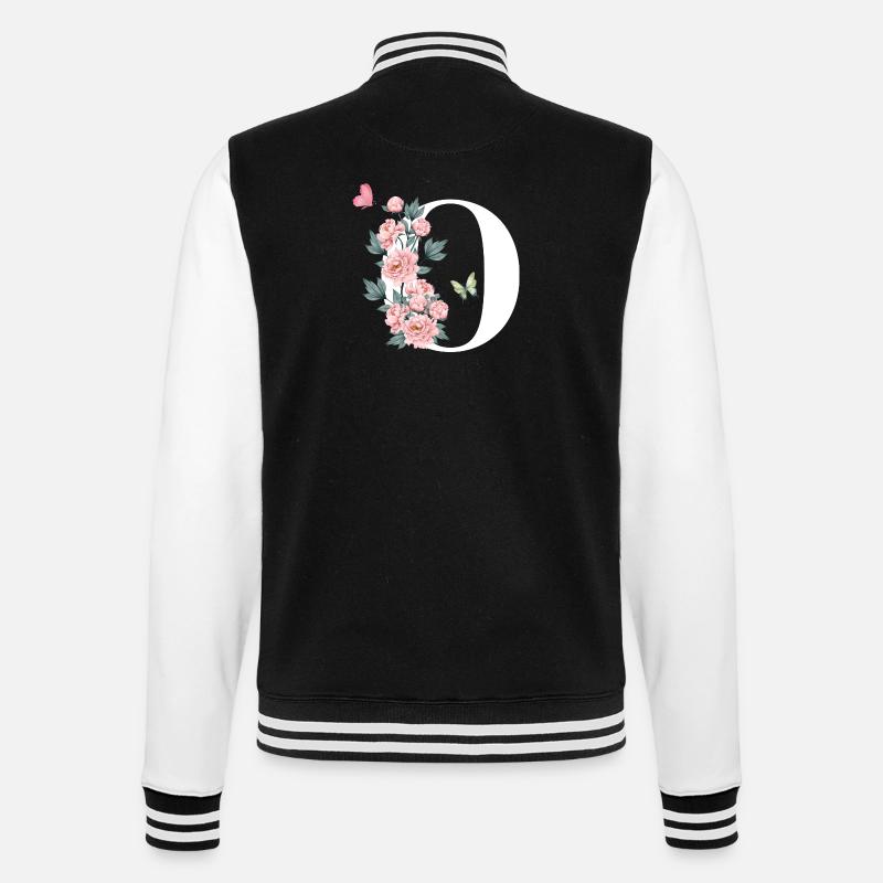 Lettre o fleurs rose - Veste Teddy - noir/blanc