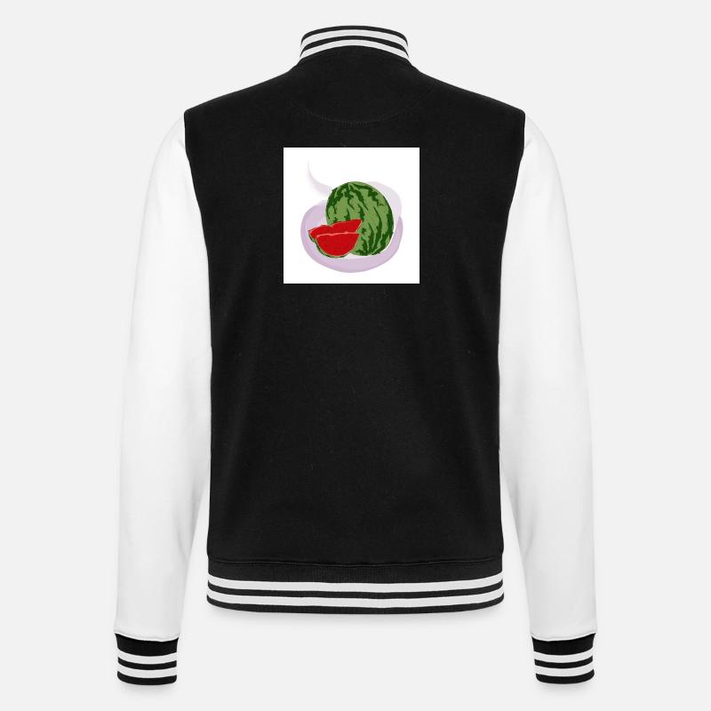 Rote Wassermelone - College-Sweatjacke - Schwarz/Weiß
