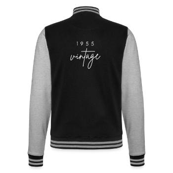 Anniversaire 1955 vintage - Veste Teddy - noir/gris chiné - Dos - Marisol (170cm)