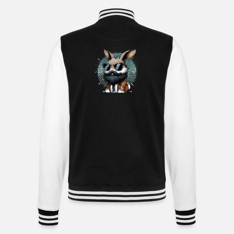 Lapin avec barbe et lunettes de soleil - Veste Teddy - noir/blanc