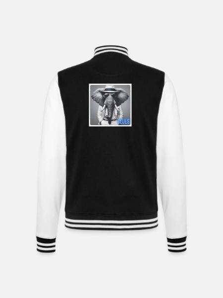 Elefant mit Anzug und Sonnenbrille - College-Sweatjacke - Schwarz/Weiß