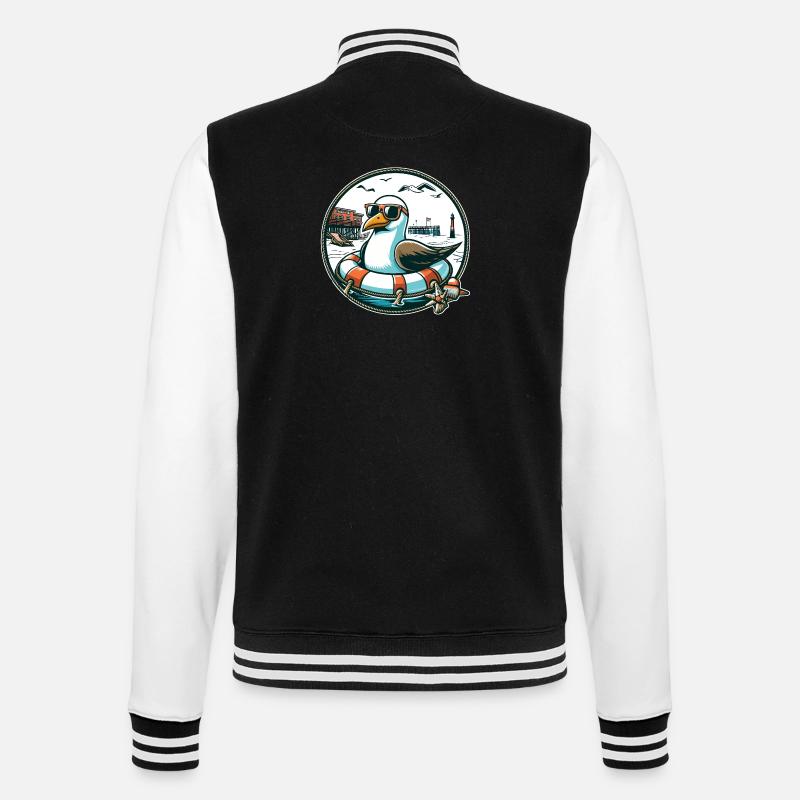 Möwe im Rettungsring - College-Sweatjacke - Schwarz/Weiß