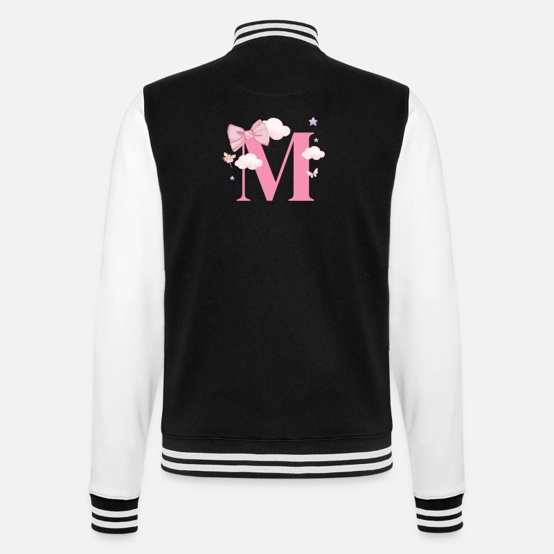 Letter m pink clouds - College Sweat Jacket - black/white