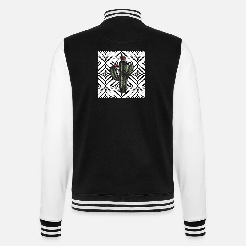 Cactus Geometric Pattern Design - College Sweat Jacket - black/white