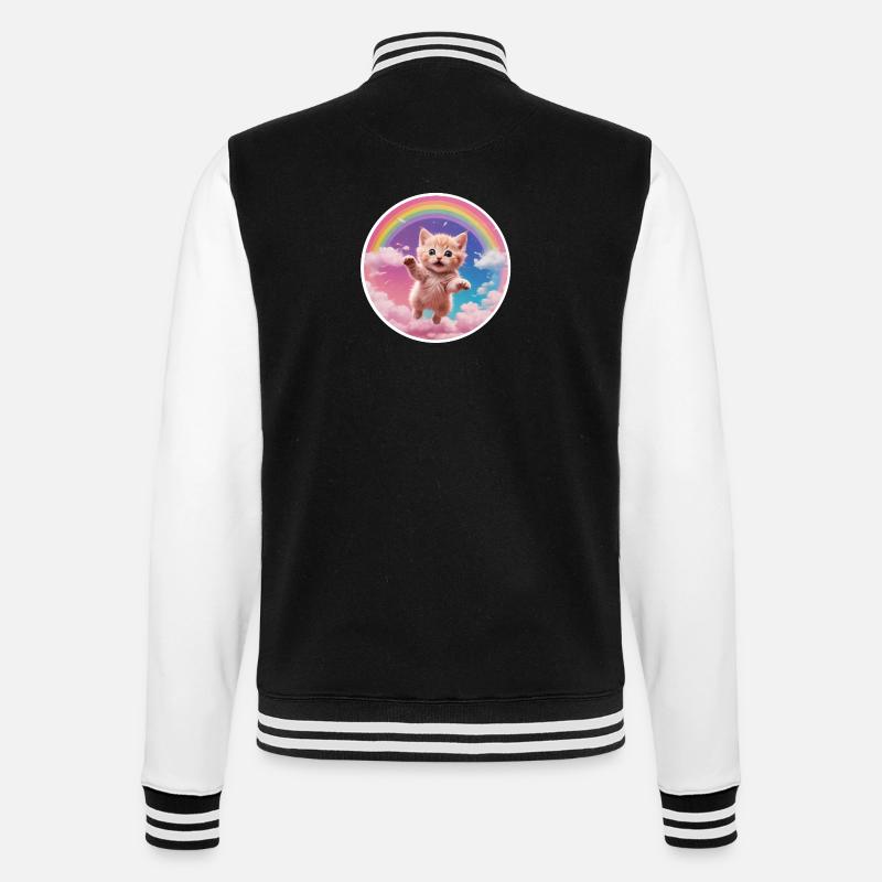 Rosa Kätzchen Regenbogen 1 - College-Sweatjacke - Schwarz/Weiß