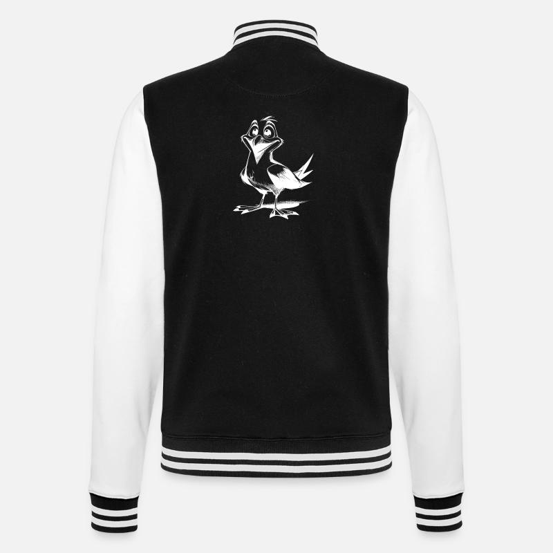 Netter Flattermann lustiger Möwen Vogel - College-Sweatjacke - Schwarz/Weiß