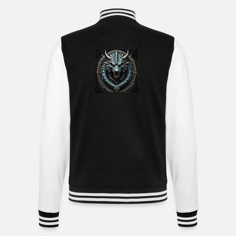 Drache - College-Sweatjacke - Schwarz/Weiß