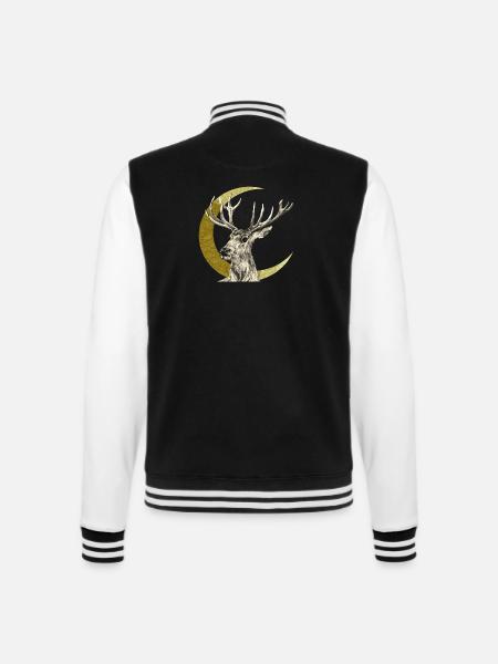Hirsch - College-Sweatjacke - Schwarz/Weiß