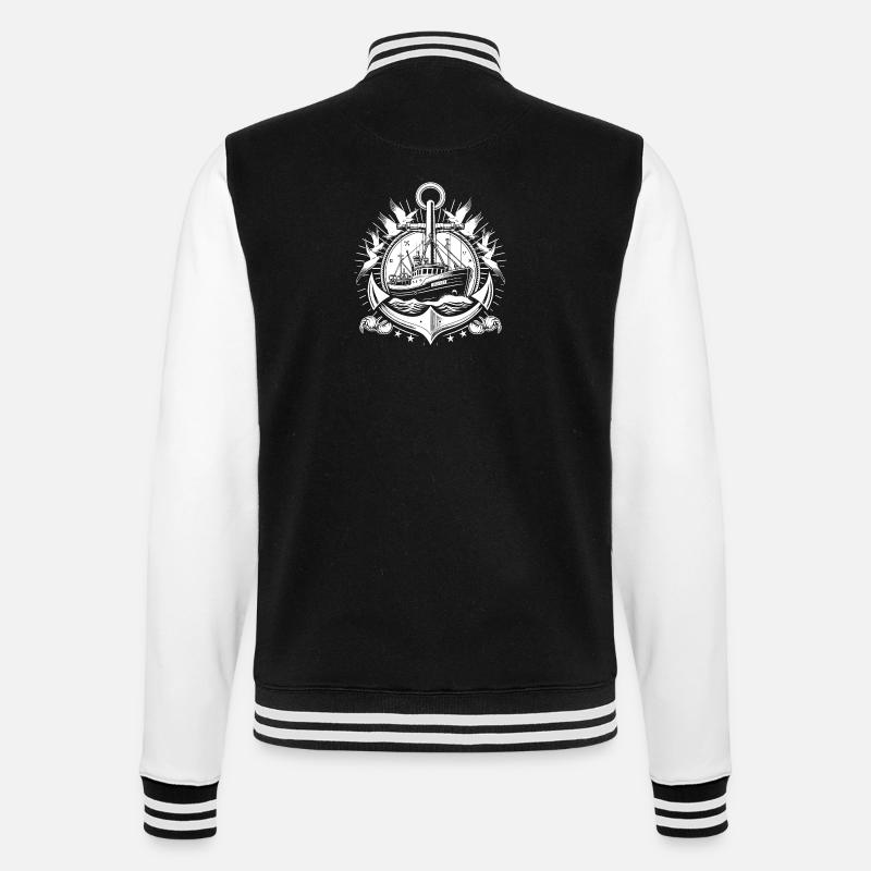 Fischerboot Logo - College-Sweatjacke - Schwarz/Weiß