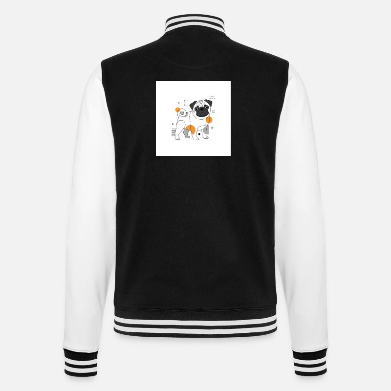 Mops Design - College-Sweatjacke - Schwarz/Weiß