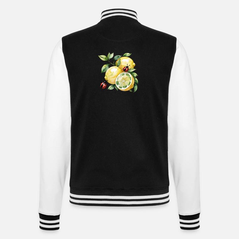 Cheerful Lemon Ladybug Pattern - College Sweat Jacket - black/white