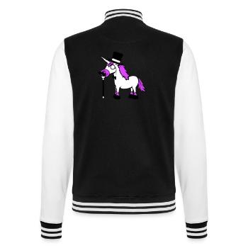 Einhorn Sir Gentleman Mr. reich Monokel Zylinder - College-Sweatjacke - Schwarz/Weiß - Hinten - Marisol (170cm)