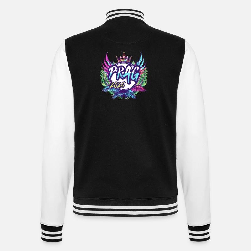 Prag 2025 Bunt - College-Sweatjacke - Schwarz/Weiß