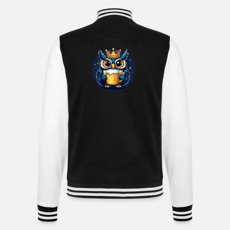 Eule Bier - College-Sweatjacke - Schwarz/Weiß